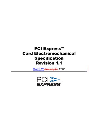 Pci Express Card Electromechanical Specification Revision 11 Change Bar Peripheral Component Interconnect Special Interest Group