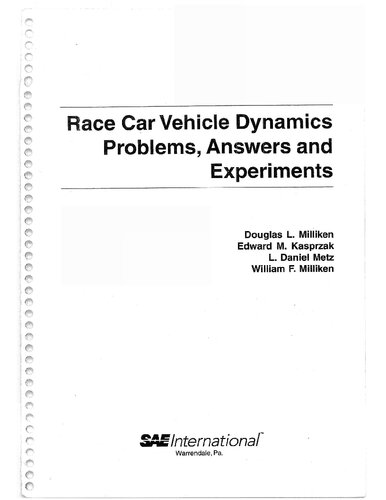 Race Car Vehicle Dynamics Problems Answers And Experiments Douglas L Milliken