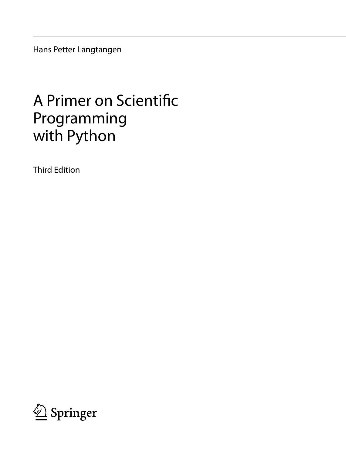 A Primer On Scientific Programming With Python Hans Petter Langtangen