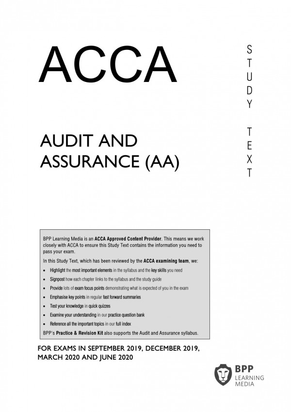 Acca F8 Audit And Assurance Study Text 20192020 Bpp