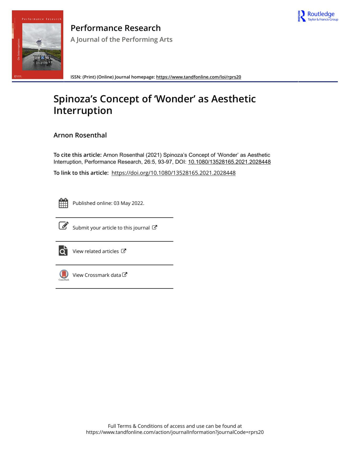 Spinozas Concept Of Wonder As Aesthetic Interruption Arnon Rosenthal