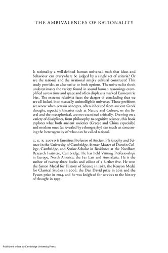 The Ambivalences Of Rationality Ancient And Modern Crosscultural Explorations Lloyd