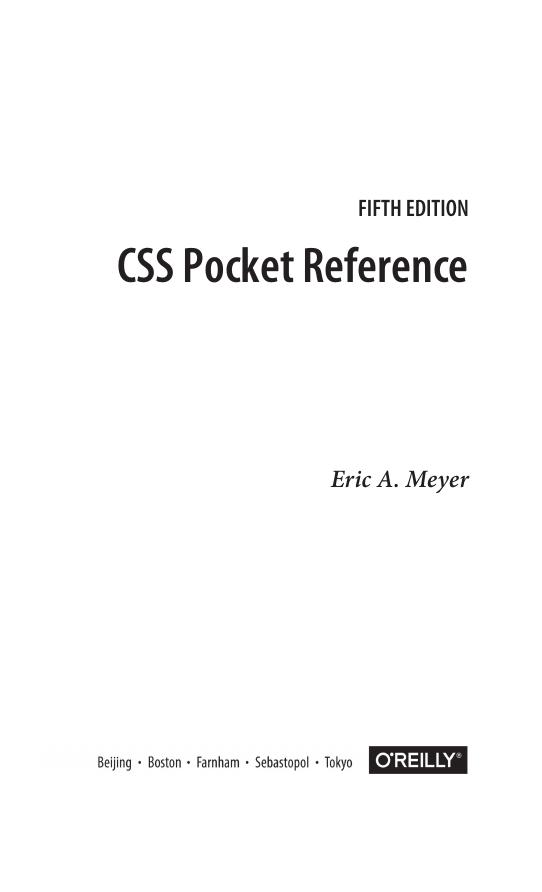 Css Pocket Reference Visual Presentation For The Web 5th Edition Eric A Meyer