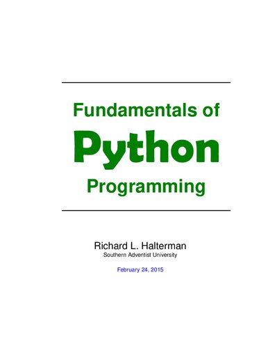Fundamentals Of Python Programming Richard L Halterman