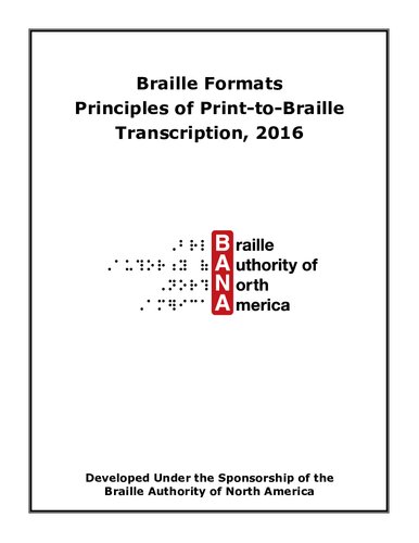 Braille Formats Principles Of Printtobraille Transcription 2016th Edition Unknown