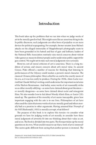 Dangerous Art On Moral Criticism Of Artworks Harold James