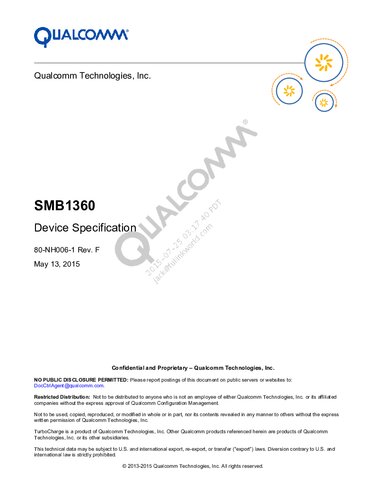 Smb1360 Device Specification 80nh0061 Rev F Qualcomm Technologies Inc