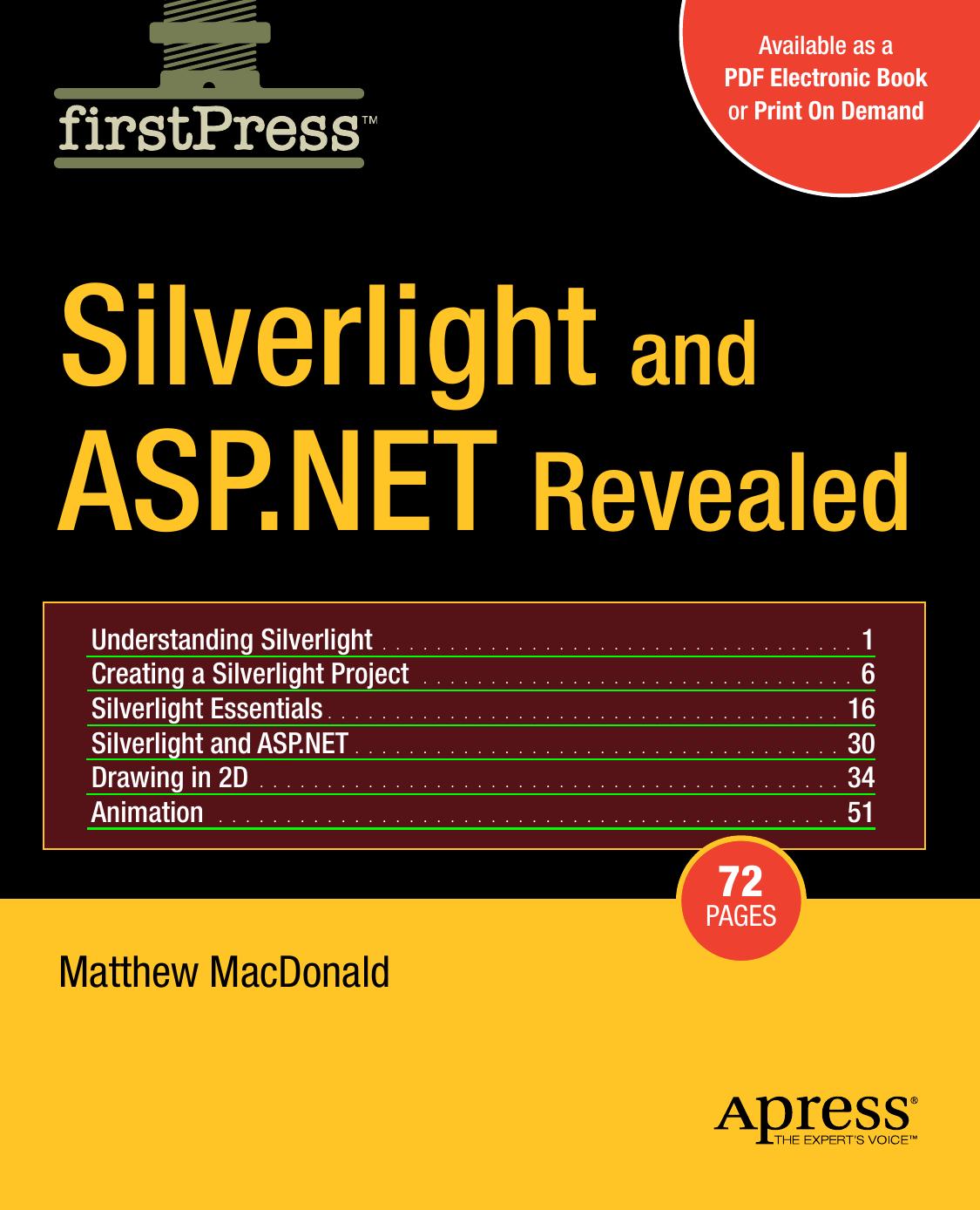 Silverlight And Aspnet Revealed 1st Edition Matthew Macdonald