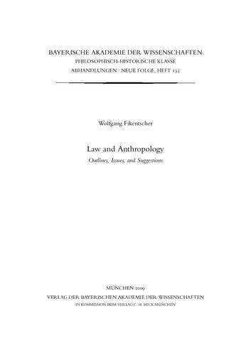Law And Anthropology Outlines Issues And Suggestions Wolfgang Fikentscher