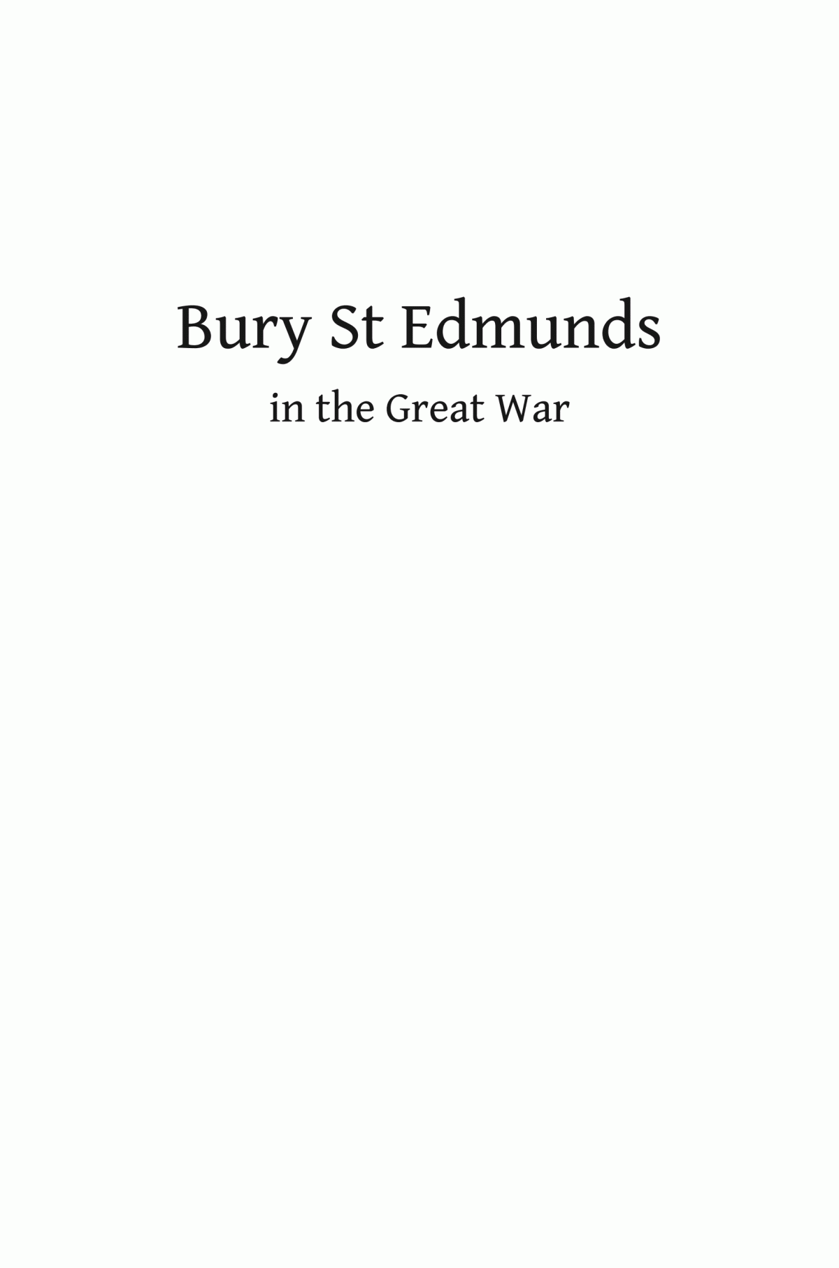 Bury St Edmunds In The Great War Glynis Cooper
