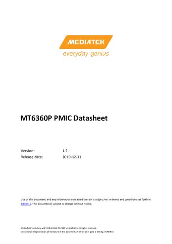 Mt6360p Pmic Datasheet Version 12 Release Date 20191231 12 Mediatek Inc