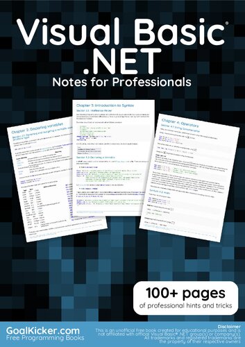 Visual Basic Net Notes For Professionals Book Goalkicker Books