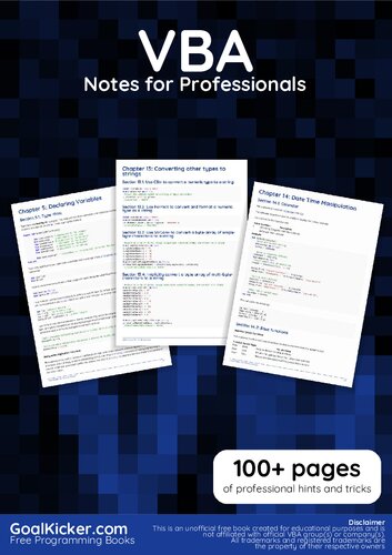 Vba Notes For Professionals Book Goalkicker Books