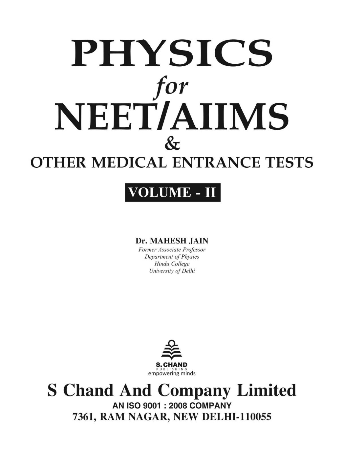 Physics For Neetaiims Volume 2 Mahesh Jain Jain Mc