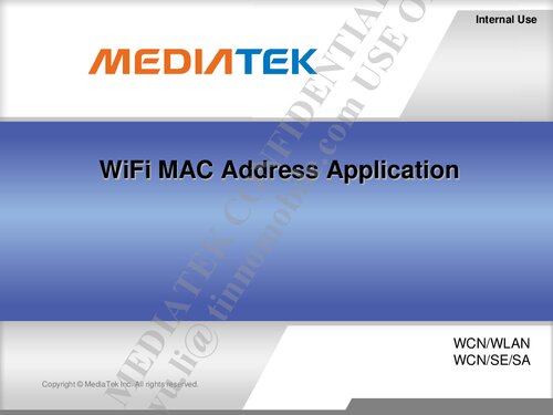 Mt6620 Wifi Mac Address Application Mediatek Inc