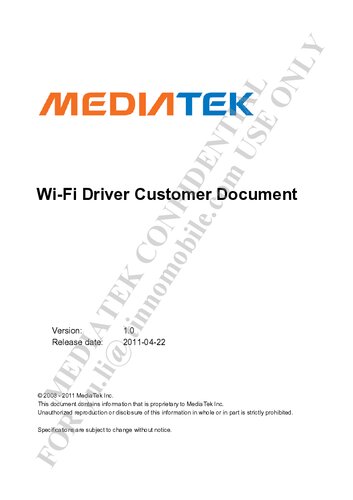 Mt6573 Yusu Wifi Driver Customer Document 04 Cp Wu Kevin Huang