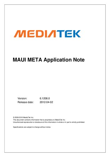 Maui Meta Application Note 612120 Andy Ueng Shumin Chen Th Huang