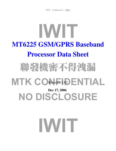 Mt6225 Gsmgprs Baseband Processor Data Sheet 102 Mediatek Inc