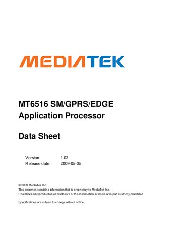 Mt6516 Smgprsedge Application Processor Datasheet 102 Mediatek Inc