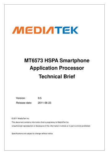 Mt6573 Hspa Smartphone Application Processor Technical Brief 05 Mediatek Inc