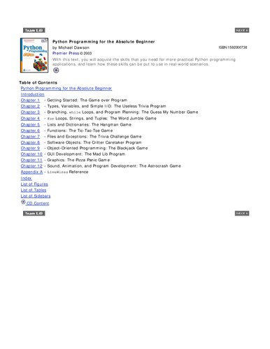 Python Programming For The Absolute Beginner Michael Dawson