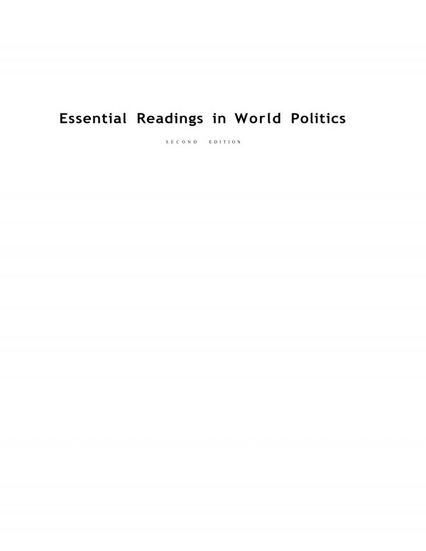 Essential Readings In World Politics Mingst K Snyder J