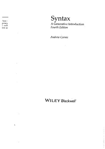 Syntax A Generative Introduction 4th Edition Andrew Carnie