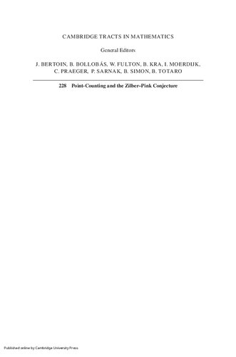 Pointcounting And The Zilberpink Conjecture Jonathan Pila