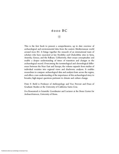 6000 Bc Transformation And Change In The Near East And Europe Peter Biehl