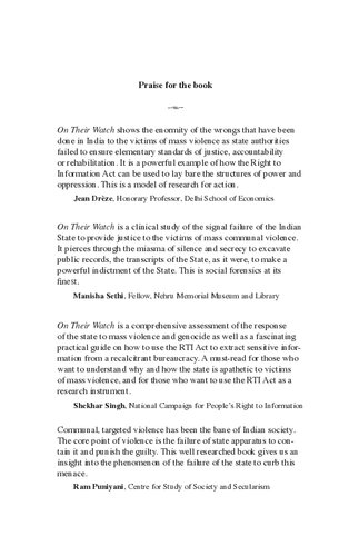 On Their Watch Mass Violence And State Apathy In India Examining The Record Surabhi Chopra Prita Jha Eds