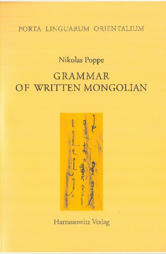 Grammar Of Written Mongolian Nikolas Poppe Nicholas Poppe