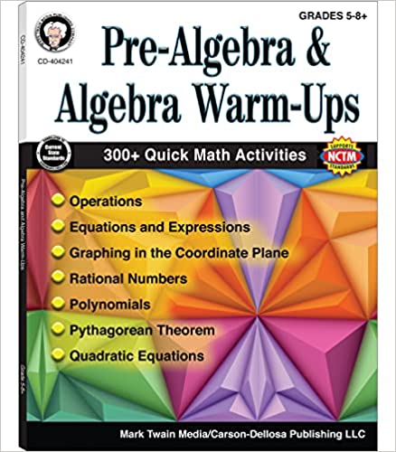 Prealgebra And Algebra Warmups Grades 5 12 Cindy Barden