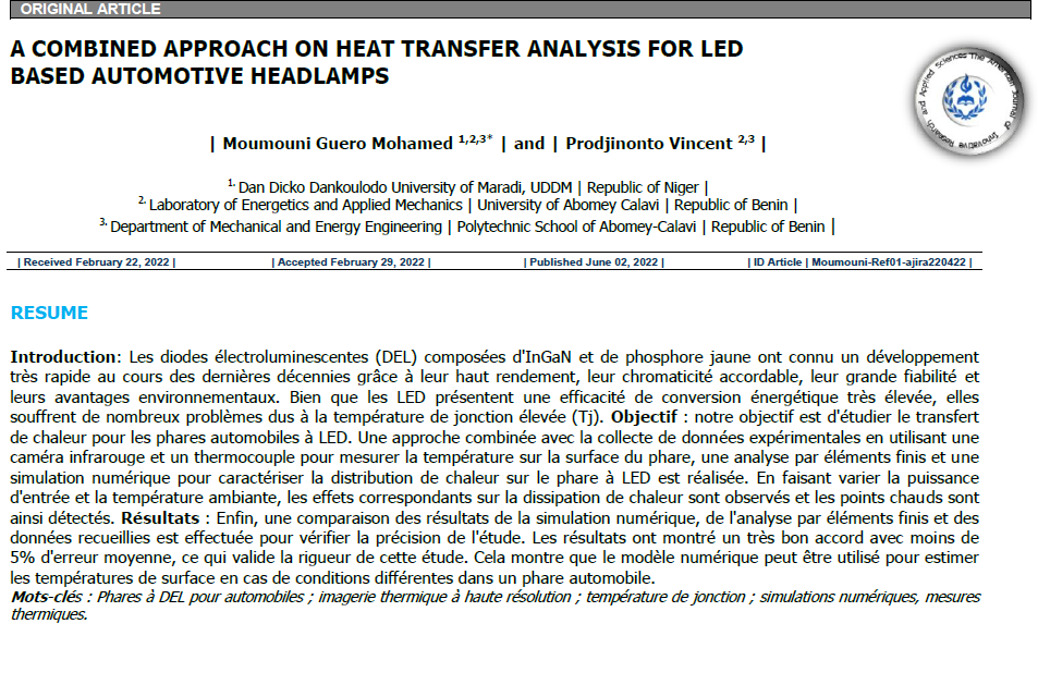 A Combined Approach On Heat Transfer Analysis For Led Based Automotive Headlamps 6th Edition Moumouni Guero Mohamed