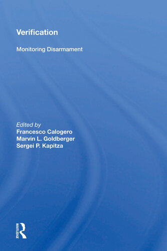 Verification Monitoring Disarmament Francesco Calogero