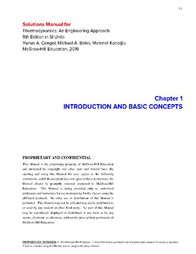 Solutions Manual For Thermodynamics An Engineering Approach 9th Edition In Si Units 9th Edition Yunus A Cengel