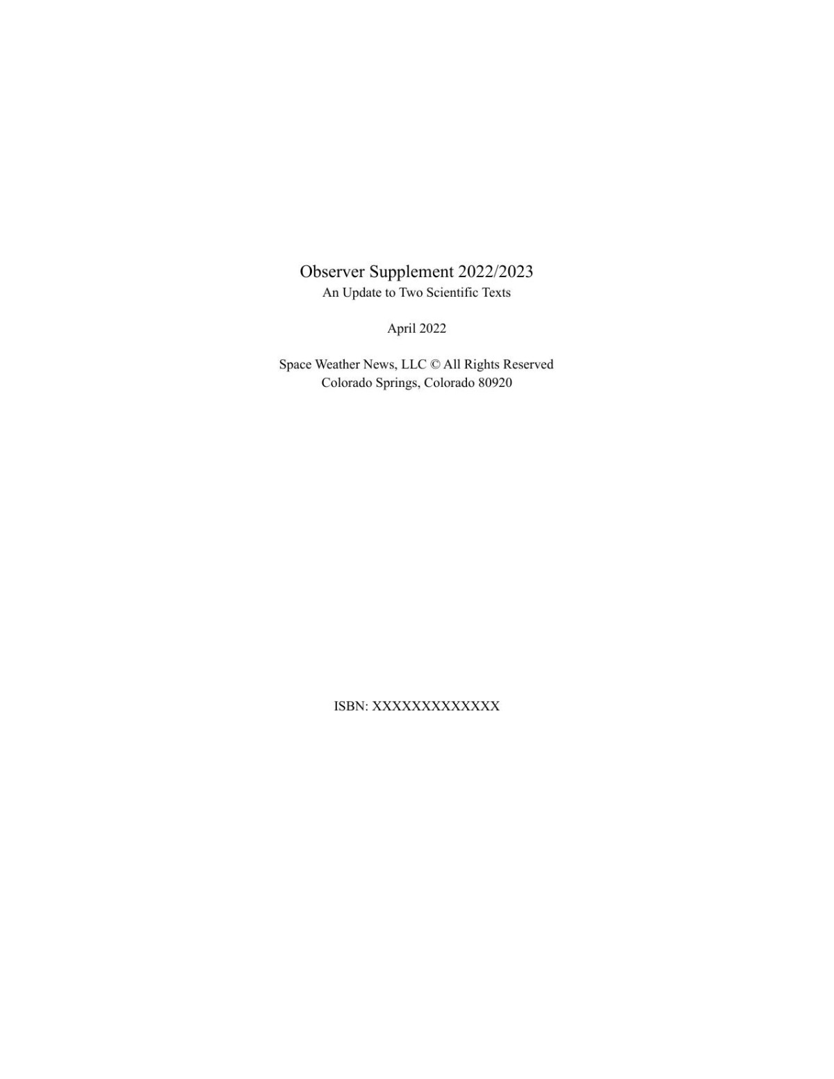 Observer Supplement 20222023 An Update To Two Scientific Texts Ben Davidson