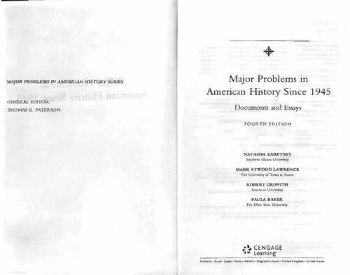 Major Problems In American History Since 1945 4th Edition Natasha Zaretsky