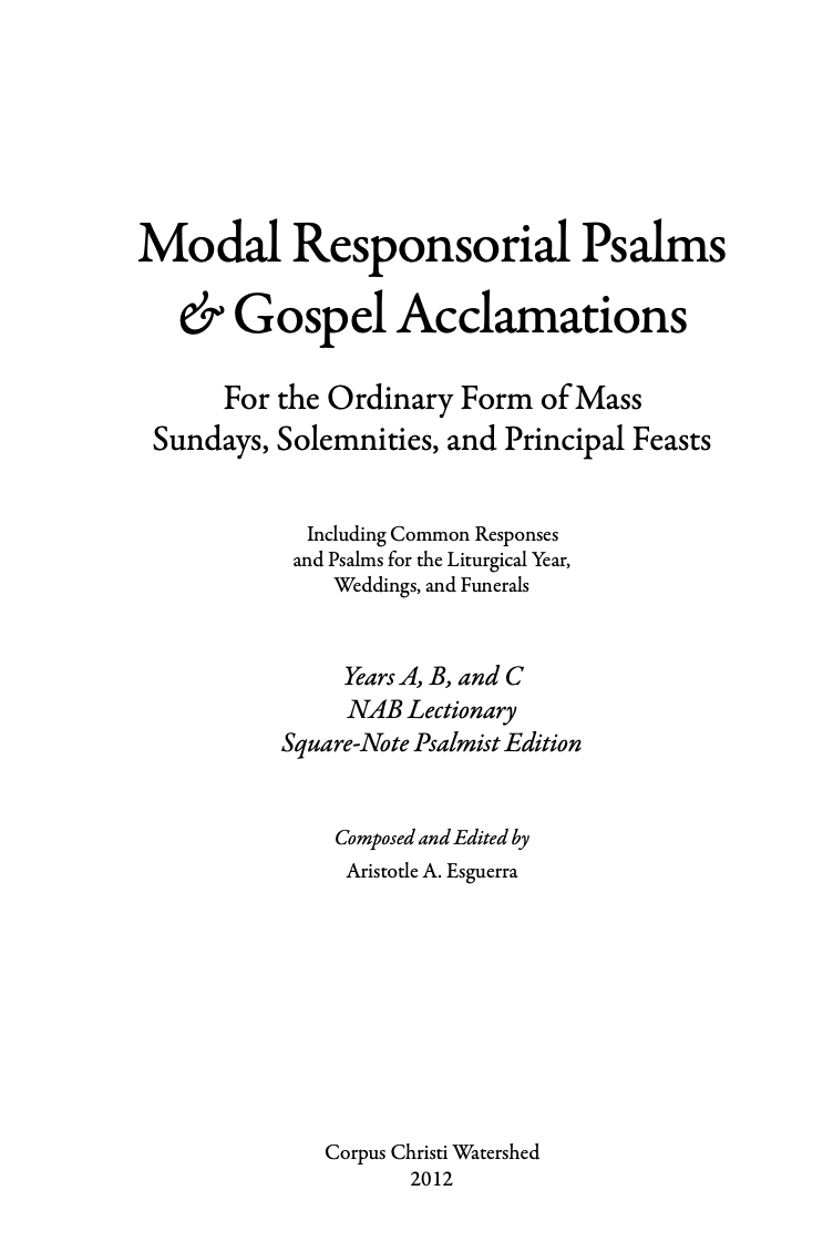 Modal Responsorial Psalms Gospel Acclamations 3rd Ed Esguerra