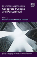 Research Handbook On Corporate Purpose And Personhood Elizabeth Pollman