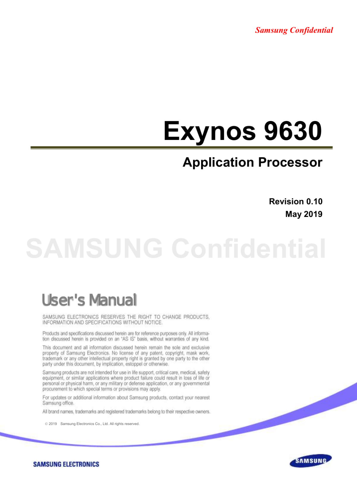 Exynos 9630 Documentation Package Samsung Electronics Co Ltd