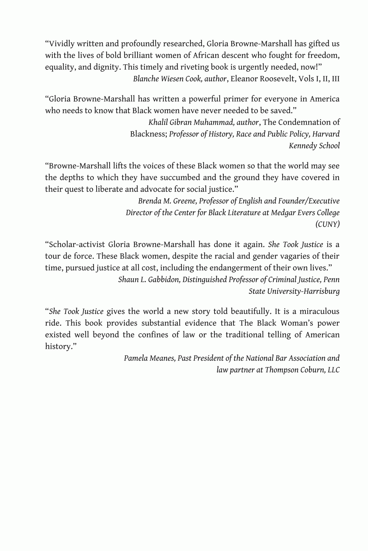 She Took Justice The Black Woman Law And Power 1619 To 1969 Gloria J Brownemarshall