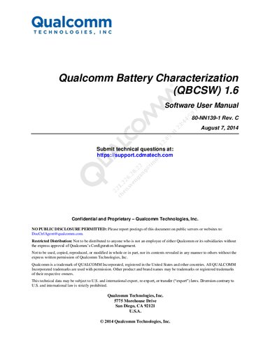 Qualcomm Battery Characterization Qbcsw 16 80nn1391 Rev C Qualcomm Technologies Inc