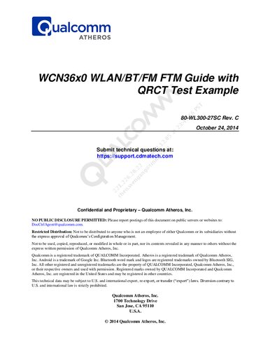 Wcn36x0 Wlanbtfm Ftm Guide With Qrct Test Example 80wl30027sc Rev C Qualcomm Technologies Inc