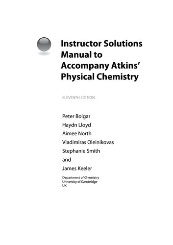 Instructor Solution To Atkins Physical Chemistry 11ed 11th Edition Bolgar P
