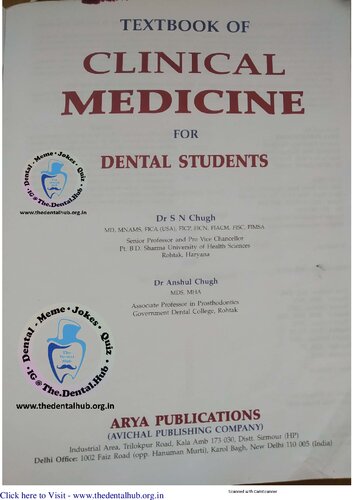 Textbook Of Clinical Medicine For Dental Students 5th Edition Sn Chugh