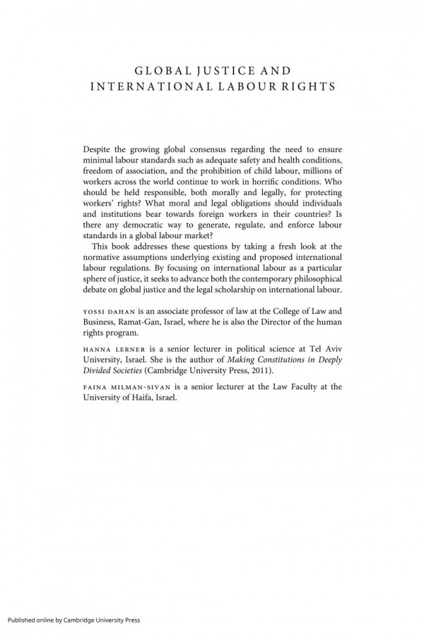 Global Justice And International Labour Rights Yossi Dahan Hanna Lerner