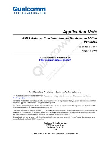 Gnss Antenna Considerations For Handsets And Other Portables 80v52288 Rev F Qualcomm Technologies Inc