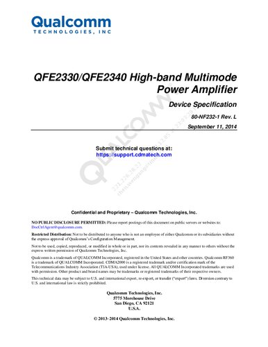 Qfe2330qfe2340 Highband Multimode Power Amplifier 80nf2321 Rev L Qualcomm Technologies Inc