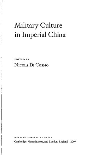 Military Culture In Imperial China Nicola Di Cosmo