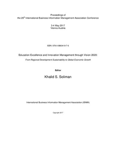 Proceedings Of The 29th International Business Information Management Association Conference Education Excellence And Innovation Management Through Vision 2020 From Regional Development Sustainability To Global Economic Growth Various Authors